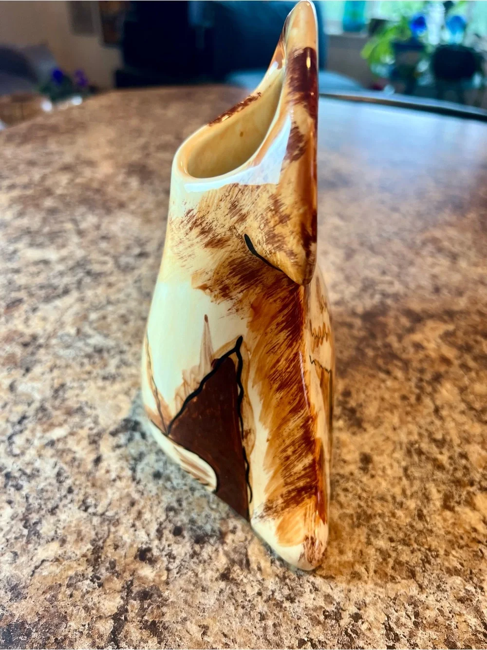 Handcrafted Dogs by Nina Brown & Cream Puppy Vase- Pets Dog Decor
